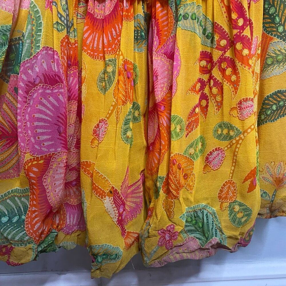 Farm Rio Macaw Bloom Tiered Maxi Dress Yellow Floral XS - Picture 14 of 16
